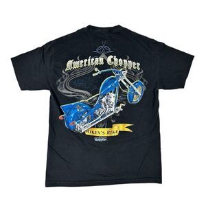 Vintage Y2K Fire Bike American Chopper TV Show Promo T Shirt Size L Black 2003